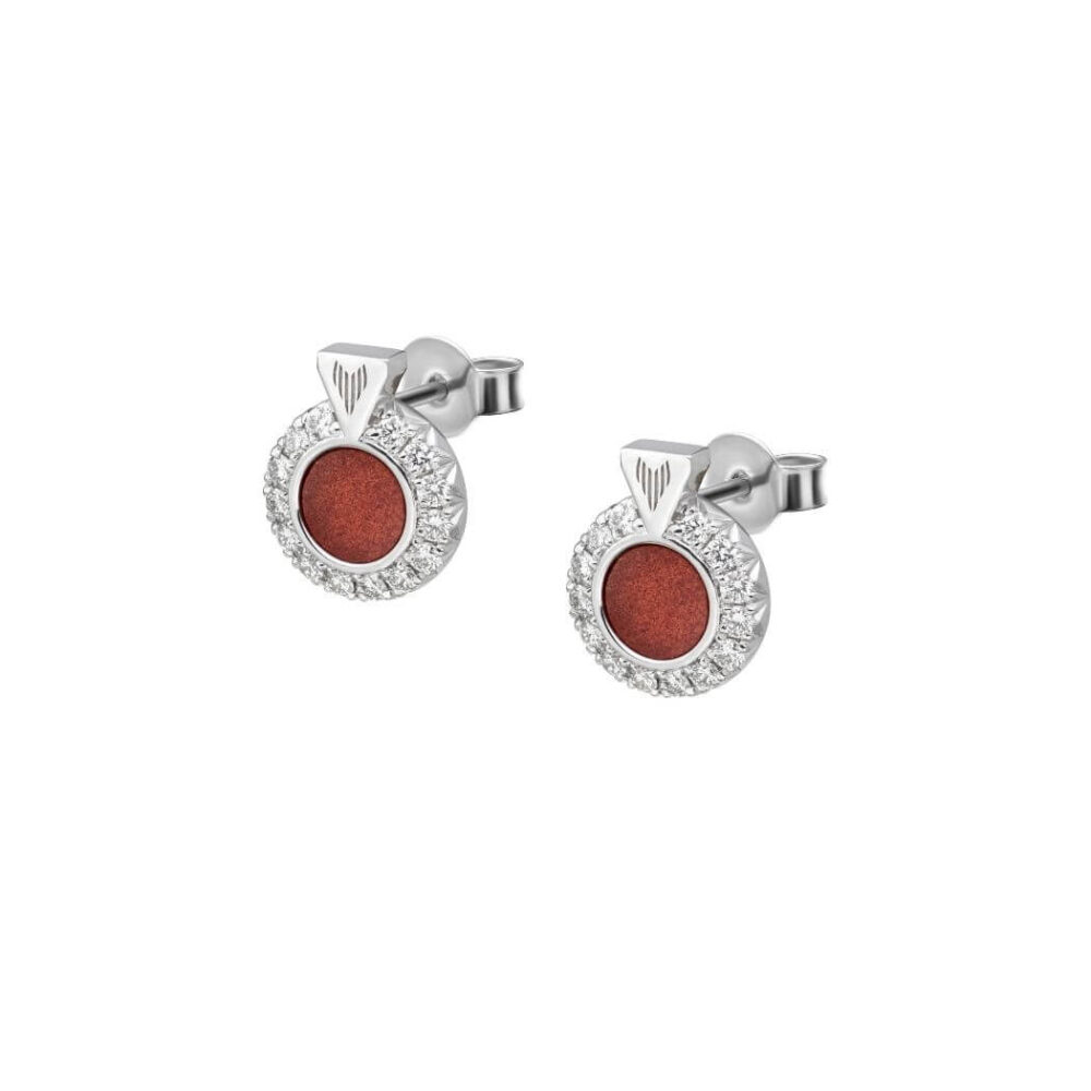 VINCELLS MIRABILITAS FRATRUM Boucles d'oreilles or blanc avec pierre de vin rouge – Image 2