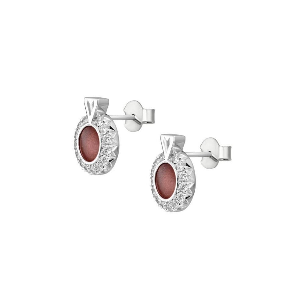 VINCELLS MIRABILITAS FRATRUM Boucles d'oreilles or blanc avec pierre de vin rouge – Image 3