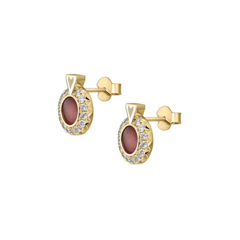 VINCELLS MIRABILITAS FRATRUM Boucles d'oreilles or jaune avec pierre de vin rouge – Image 3