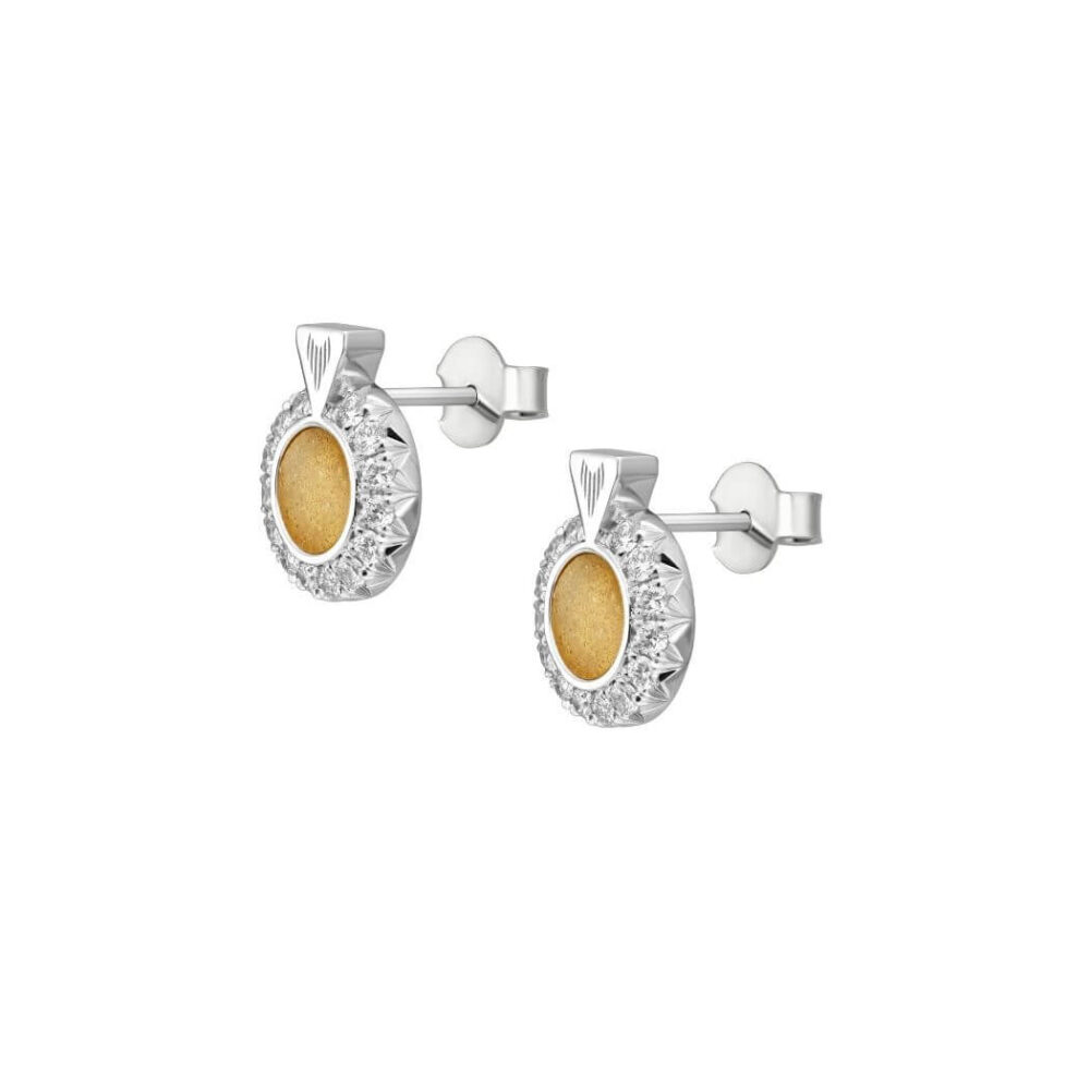 VINCELLS MIRABILITAS FRATRUM Boucles d'oreilles or blanc avec pierre de vin blanc – Image 3